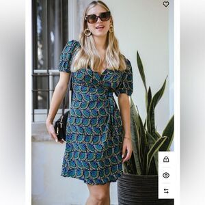 Silk and Solt claudette mini wrap dress – peacock